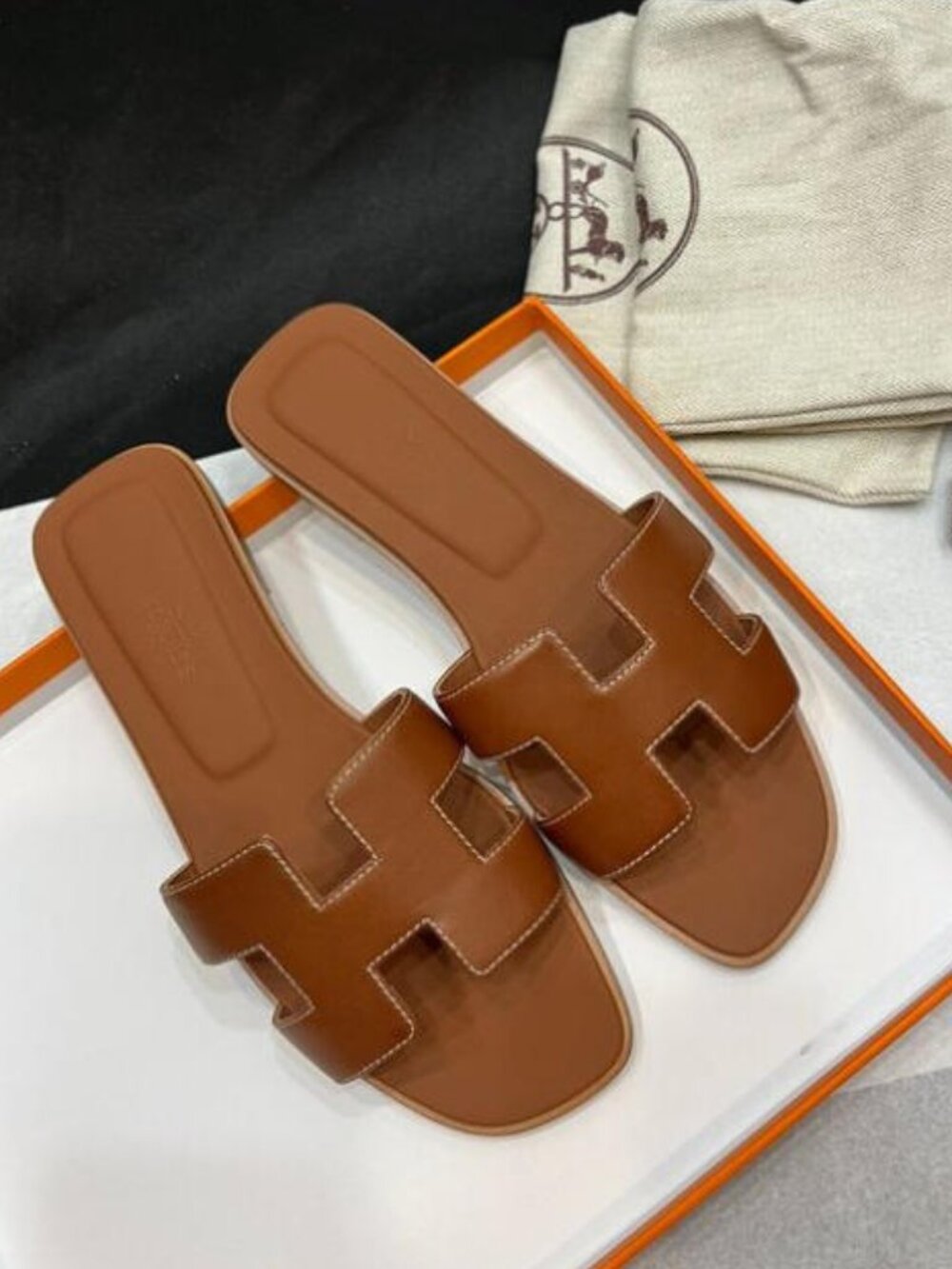 Hermès Oran H-Shaped Sandals - With Original Box